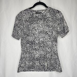 St. John Animal Print Stretch Tee Size S